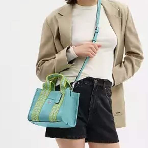 Coach Smith Tote 24 Silver/Turquoise Multi - NWT - Picture 5 of 16